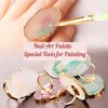 Resin DIY Nail Art Palette, Painting Drawing Color Plate with Adjustable Finger Rings,3pcs Marble Nail Art Palette Ring Gel Polish Mixing Tray Gold Edge Manicure Tool Accessory