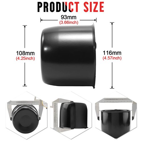 RTrhinotuning 4.25 Inch Center Caps Black Trailers Wheel Center Caps for Rims Push Through Hub Covers for Trucks Trailer Camper RV