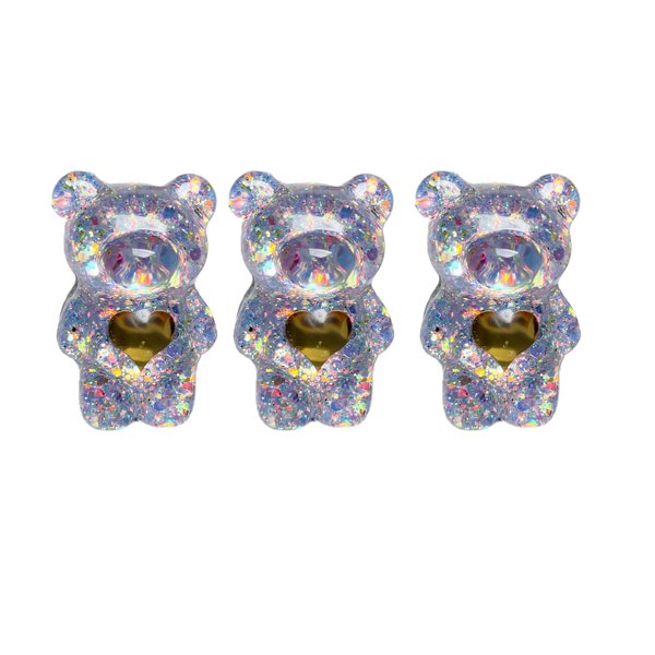 Galepromot 3 Pieces Purple Mobile Phone Finger Stand Cute Bear Doll Phone Holder Support Comfortable Grip Anti-Slip Creative Flexible Light Cell Phone Stands 3D Laser Phone Folding Accessories