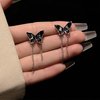 Sttiafay Punk Black Butterfly Drop Earrings Acrylic Butterfly Tassel Chain Earrings Silver Long Butterfly Earrings Black Butterfly Stud Earrings Jewelry for Women and Girls
