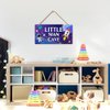 YuplaN Outer Space Little Man Cave Wooden Plaque Boys Spaceman Bedroom Decor Hanging Sign Wall Door Nursery Accessories 5 X 10 Inches