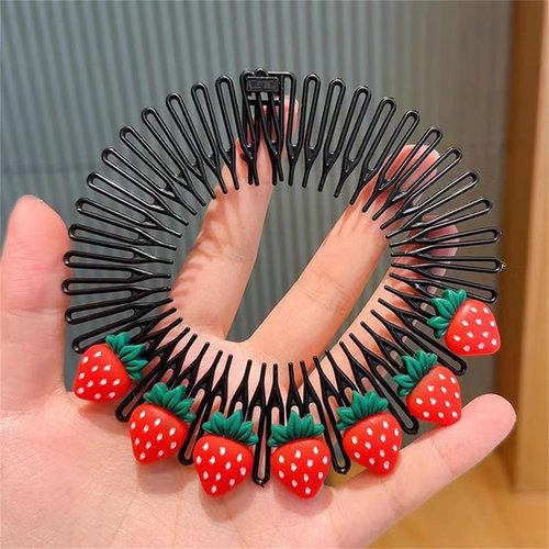 5 Pcs Full Circular Stretch Comb Headbands Flexible Plastic Circle Comb Colorful Plastic Hair Wrap Hairband Holder for kids Girls Hair Accessories C#01