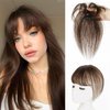 Hair Toppers For Women Real Human Hair 3D French Bangs Hair Clip(6 * 8) 360° Cover Clip In Bangs Real Human Hair Mocha Brown 100% Human Hair Toppers For Women