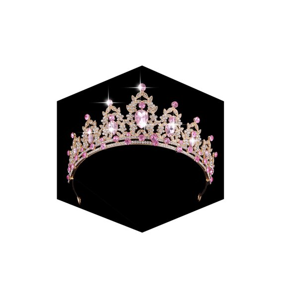 Kamirola -Pink Wedding Crystal Tiaras and Crowns for Women and Girls, Royal Queen Headband Princess Quinceanera Headpieces for Prom Valentine's Day,Birthday Pageant Party（01）
