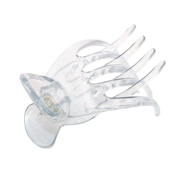 Parcelona French Basic Curved Paw Medium 3 1/4” Celluloid Acetate Side Slide In Jaw Yoga Hair Claw Wide Beak Hair Clip for Women and Girls Durable Stylish Hair Accessories, Made in France (Clear)