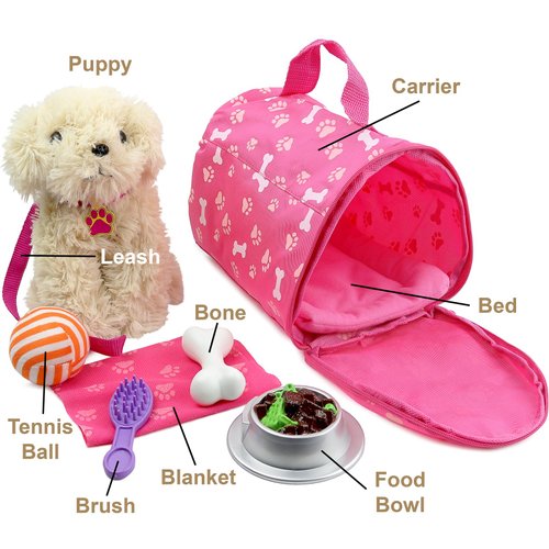 Click N' Play Toy Puppy Set for Kids, Dog Bed - Little Toddler Girl Toy, Toys 3+ Year Old Girls, Three Year Old Girl Gifts,Toy Dogs for Kids - Puppy Toys for Kids