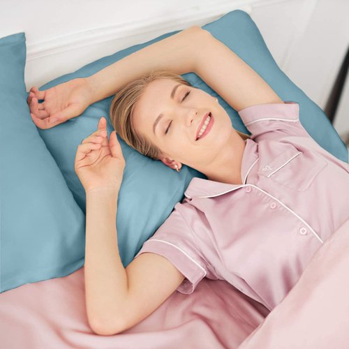 INSSL Silk Pillowcase for Women, Mulberry Silk Pillowcase for Hair and Skin and Stay Comfortable and Breathable During Sleep Silk Pillow Cases (Blue Gray,Standard)