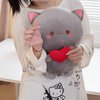 Alwoligag Cute Cat Plush Toy, Super Soft Gray Cat Plush Toy, Plush Cat Stuffed Animals, Valentine's Day Gift, Sweet Romantic Cute Cat Plush Toy(13.9 inch)