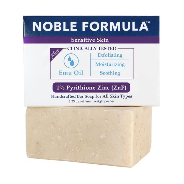 Noble Formula 1% Pyrithione Zinc (ZnP) Original Noble Emu Formula, Alise's Emu Oil Bar Soap, Designed for Sensitive Skin, 3.25 oz
