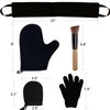 5 Piece Self Tanning Mitt Applicator Set with Self Tan Glove Tanning Back Lotion Applicator Tanning Brush Tan Face Mitt Exfoliating Glove, for Self Sunless Tanning Tan (black)