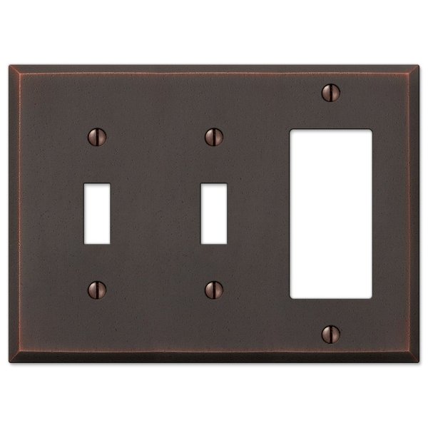 Amerelle Manhattan Double Toggle/Single Rocker Cast Metal Wallplate in Aged Bronze