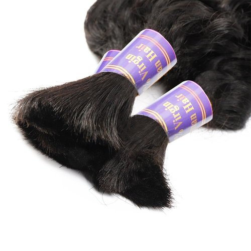 Human Braiding Hair 2 Bundle 100g Deep Wave Bulk Human Hair for Braiding No Weft 12A Brazilian Virgin Curly Human Hair Extensions for Boho Braids (26 Inch)