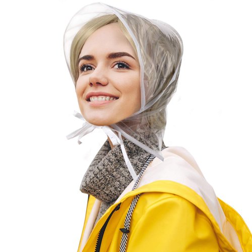 12 Pieces Rain Bonnet with Visor Clear Plastic Rain Hats Waterproof Rain Scarf for Women Lady Rain Wear
