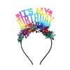 Doneace Birthday Girl Headband Glitter Rainbow Tassel Tiara Happy Birthday Crown Hairband for Women Girls Kids,' It's My Birthday' Headpiece for Party Favors Hair Accessories Decorations 1Pcs