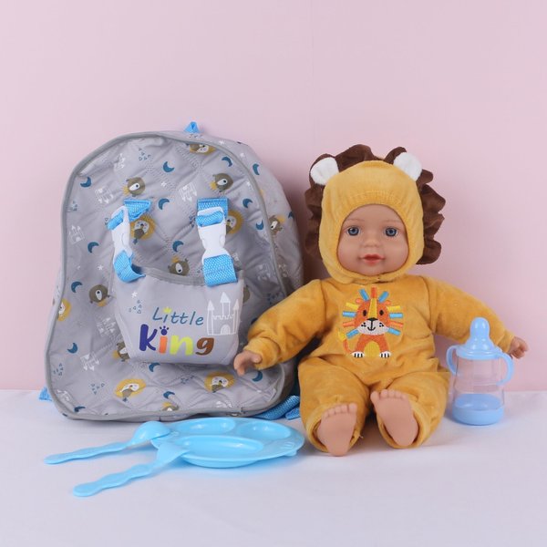 haveahug 13" Soft Doll with Carry On Backpack Carrier, Briefcase Pocket for Doll Accessories and Clothing (Backpack Lion)
