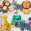 Whaline 10Pcs Jungle Animal Balloons Lion Monkey Elephant Safari Animal Balloons Wild Zebra Leopard Foil Balloons with Straw for Party Celebrations Decor Supplies