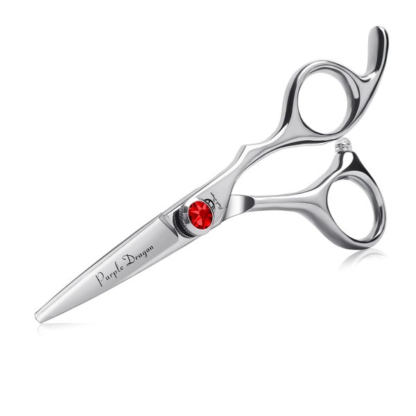 Purple Dragon 4.5 Barber Hair Cutting Scissors Small Moustache Shears with Bag- Perfect for Professional Hairstylist, Hairdresser (4.5 inch)