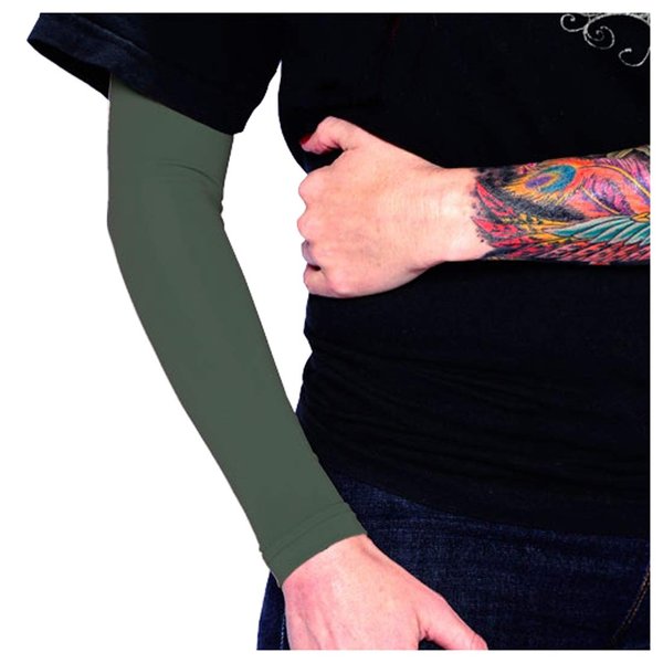 Tat2X Ink Armor Premium Full Arm Tattoo Cover Up Sleeve - No Slip Gripper - U.S. Made - Olive Green - ML (one sleeve)