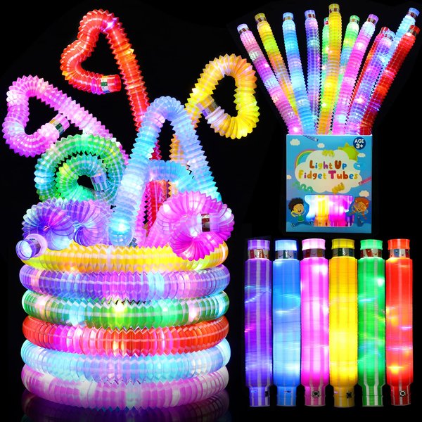 Vheex 12 Pack Glow Sticks Bulk Party Favors for Kids 8-12 4-8 Easter Gifts Birthday Goodie Bags Stuffers for Kids Necklace Bracelets Glow in the Dark Party Supplies Light Up Pop Tubes Party Favors