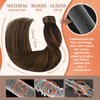 Ve Sunny Human Hair Ponytail Extension Dark Brown Ponytail Extension Human Hair Darkest Brown Ombre Medium Brown Clip Ponytail Extension Human Hair Wrap around Ponytail Adjustable 80g 18inch