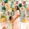 Dusty Pink and Sage Green Baby Shower Decorations Boho Oh Baby Shower Decorations for Girl Dusty Rose and Sage Green Paper Lanterns Pom Poms Beige Fans with Olive Cream Tassel Garland