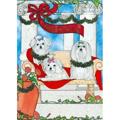 Pipsqueak Maltese Christmas Cards : 10 Holiday Cards with Red Envelopes - ADORABLE!