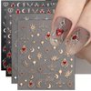 JMEOWIO 9 Sheets Moon Star Nail Art Stickers Decals Self-Adhesive Pegatinas Uñas Sun Nail Supplies Nail Art Design Decoration Accessories