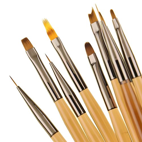 9pcs Nail Art Brushes Set, Nail Art Design Pen Painting Tools with Nail Extension Gel Brush, Nail Polish Brush, Builder Nail Gel Brush, Nail Dotting Pen Salon at Home Diy Manicure 9psc