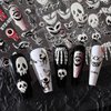 5D Embossed Halloween Nail Art Stickers Day of Death Black Lip Nail Sticker Decal Nail Art Decoration Supplies Horror Spooky Spider Evil Eye Skull Bone Halloween Self-adhesive Nail Design for Women Girls (halloween-1)