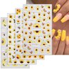 Puyokinm Paper 5D Embossed Sunflower Nail Art Stickers, 4 Sheets, Yellow, for Women Girls Manicure Decoration