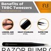 Tweezers For Ingrown Hair By The Razor Bump Co. | Sharp, Stainless Steel, Surgical | Professional Tweezers For Women and Men | Precision Splinter Remover | Best Facial Hair and Eyebrow Trimmer | Black
