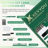 DIY Lash Extension Kit KEYYOU 300Pcs Individual Eyelash Extension Kit 50D 0.07D Curl 9-18MIX Lash Clusters Kit with Lash Glue Remover Applicator Easy to Use for Beginners(Kit-50D-0.07D,9-18MIX)