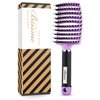 Hair Brush, Boar Bristle Hair Brushes for Women Men kids, Curved Vented Styling Hairbrush Faster Blow Drying, Paddle Detangler Brush for Wet Dry Curly Thick Hair Smoothing Massaging Detangling(Purple)