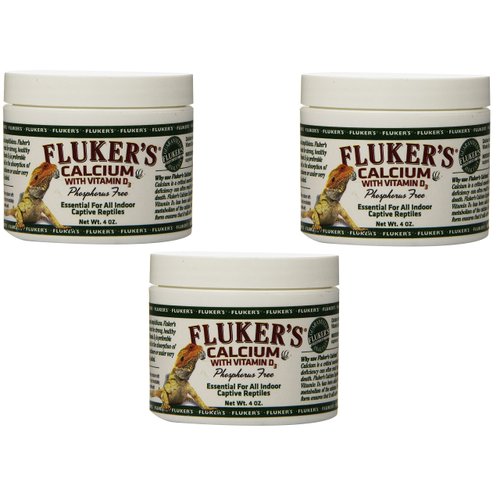 (3 Pack) Fluker's Calcium Reptile Supplement With Added Vitamin D3 (4 Ounces Per Pack)