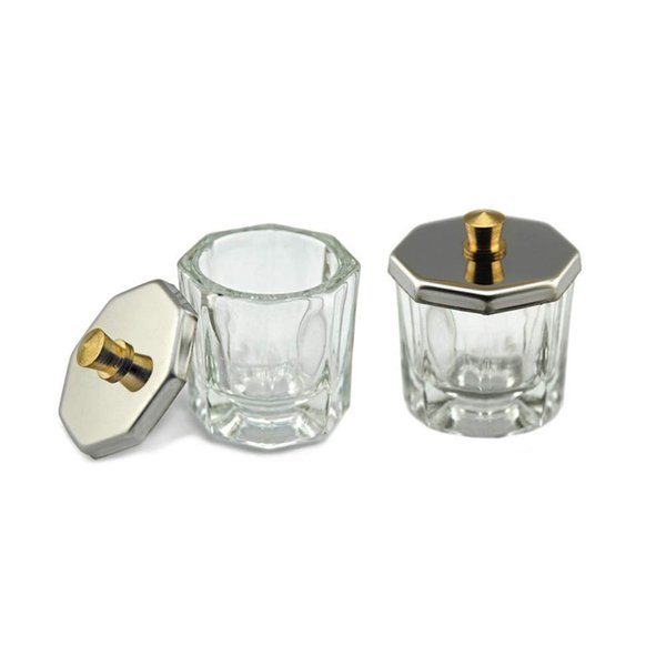 ConStore 2PCS Glass Crystal Dappen Dish with Lid Mini Bowl Cups Nail Art Tools Clear Nail Art Equipment for Mixing Liquid Powder