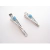 Small blue stone silver metal alligator hair claw clip clamp for fine thin hair (Size: 1.75)