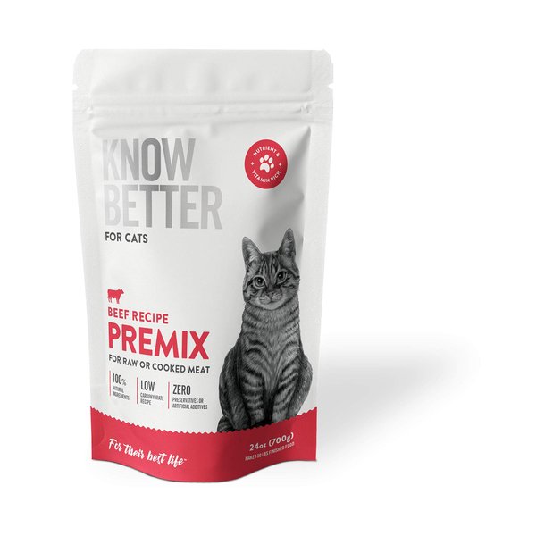 Know Better for Cats – Beef Recipe, RAW Cat Food Premix/Supplement for Making Homemade Cat Food, All Natural, Holistic Veterinarian Approved, Grain Free, No Artificial Additives