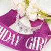 Birthday Crown Headband Birthday Sash Tiaras for Women Silver Tiara Purple Crown Birthday Tiara for Women Crystal Crown Purple Tiara Birthday Sash and Crown for Birthday Party