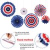 Risshine 4th/Fourth of July Patriotic Party Decorations Set- Red White/Silver Blue Star Streamers and 6Pcs Red White Blue Hanging Paper Fans for American Independence Day Party Decor Supplies