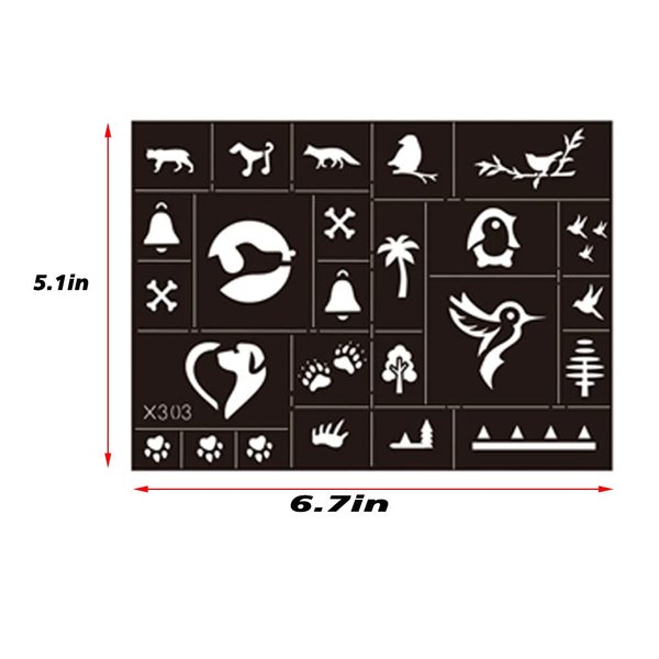 Xmasir 296pcs Temporary Tattoo Stencils for Kids, 12 Sheets Face and Body Paint Stencils Kit Girls Boys Glitter Tattoo Stencil for Kids Airbrush Templates School Show Birthdays Body Art Paint