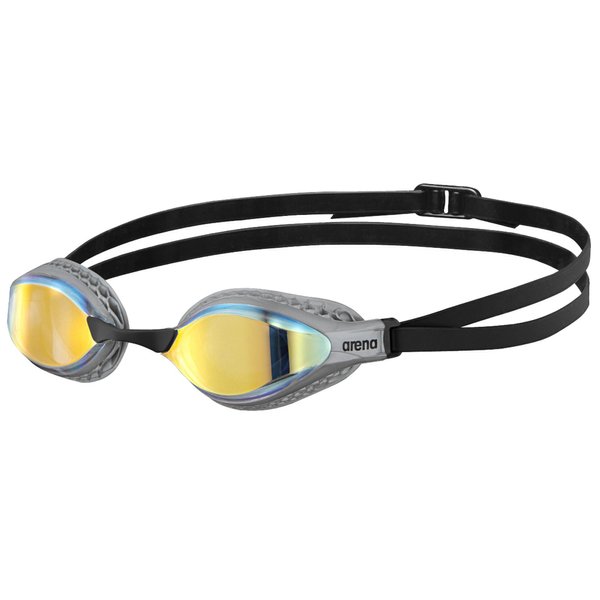 ARENA Unisex Adult Air-Speed Anti-Fog Racing Swim Goggles for Men and Women Special Air Seals Technology Mirror Lens, Yellow Copper/Silver