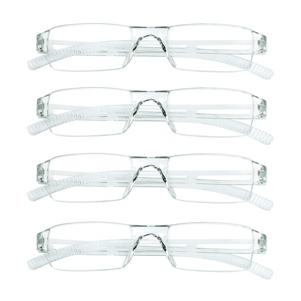 LifeArt 4 Pairs Reading Glasses, Blue Light Blocking Glasses, Computer Reading Glasses for Women and Men, Fashion Rectangle Eyewear Frame(4 Clear, 2.00 Magnification)