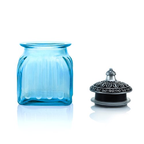 SOCOSY Vintage Crystal Glass Candy Jar with Lid Food Jar Nut Jar Jewelry Box Wedding Candy Buffet Jars Kitchen Storage Assorted Color 24 oz