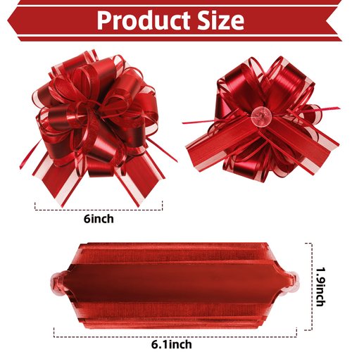 SZXFUWEI Pull Bows for Gift Wrapping: 8 PCS 6-Inch Waterproof Multiple Colors Bows - Reusable Birthday Ribbon Bow for Wrapping Boxes & Decorative Accents