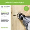 Greenlee 60A-3/4 Quick Change Wood Boring Stubby Auger Bit with 1/4" Quick Connect Attachment, Wood Boring Auger Drill Bit with Self-Feeding Screw Point