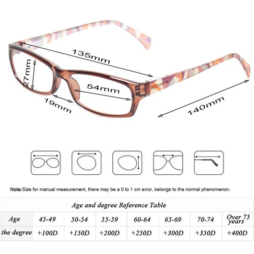 Reading Glasses 5 Pairs Fashion Ladies Readers Spring Hinge with Pattern Print Eyeglasses for Women (5 Pack Purple, 3.5)