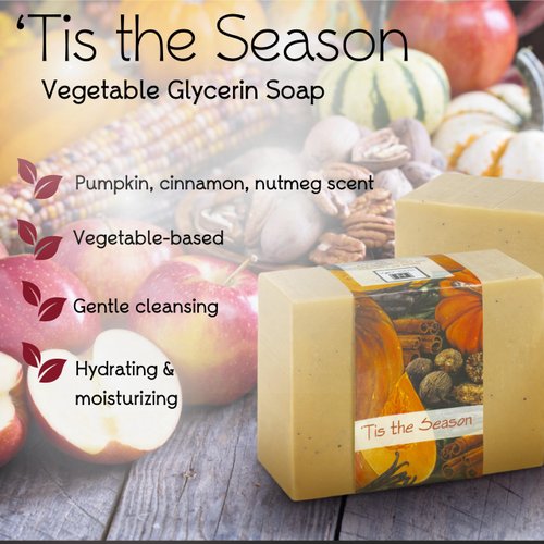 Nabila K Vegetable Glycerin Bar Soap, for Body, Face, and Hands, ‘Tis the Season, Single Bar, 4.5oz/127.5g each