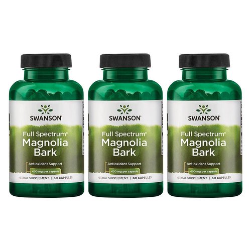 Swanson Magnolia Bark - Herbal Supplement Traditionally Used to Promote Nervous System & Digestive Health Support - May Promote Respiratory Health & Stress Support - (60 Capsules, 400mg Each) 3 Pack