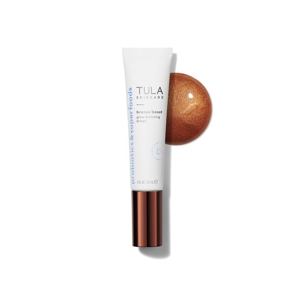 TULA Skin Care Bronze Boost Glow Bronzing Drops - Provides Natural Glow, Evens Skin Tone, Plumps and Hydrates Skin, Contains Niacinamide, Hyaluronic Acid and Green Tea, 1 Fl Oz.