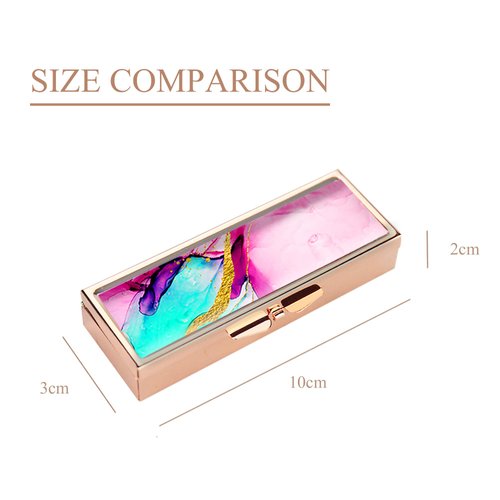 Hennaja Rectangle Pill Box,Pill Case,Decorative Pocket Purse Portable Travel Pill Case & Medicine Organizer(1 Pack,1C-Splash Ink1)